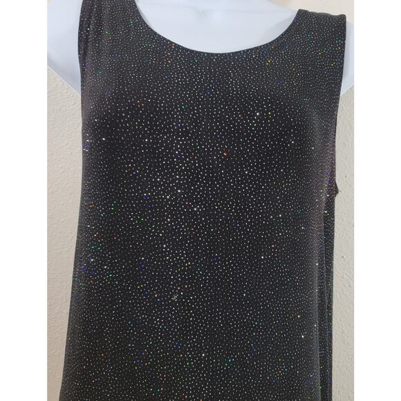 VTG Ronni Nicole Black Multicolor Sparkle A Line Mini Dress 10 Lightweight Swing - Picture 2 of 4